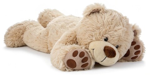A cuddly brown soft toy dog and teddy bear with a bow sit together, perfect for a childhood gift