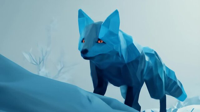 Holographic Arctic Fox Winter Animation