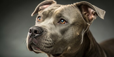Studio portrait of a cute, purebred black Great Dane dog sitting