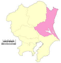 日本地図 関東地方 茨城県 県境有り 02