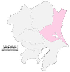 日本地図 関東地方 茨城県 県境有り 03