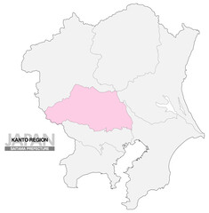 Obraz premium 日本地図 関東地方 埼玉県 県境有り 03