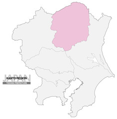 日本地図 関東地方 栃木県 県境有り 03