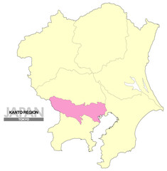 日本地図 関東地方 東京都 県境有り 02