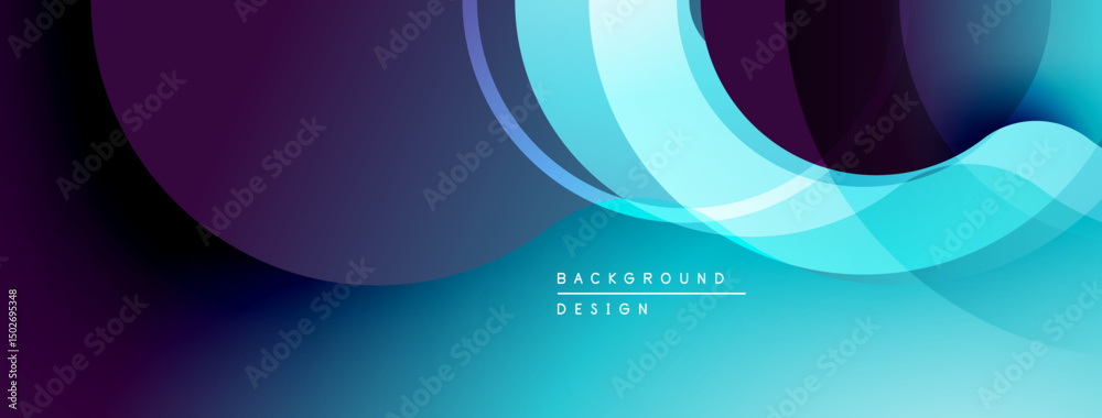 Aufkleber abstract flowing shapes, vibrant blues, purples create dynamic background. modern design, smooth gra