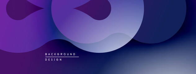 Abstract background features flowing shapes, gradients. Purple, blue hues create modern design. Smooth curves suggest movement, depth.
