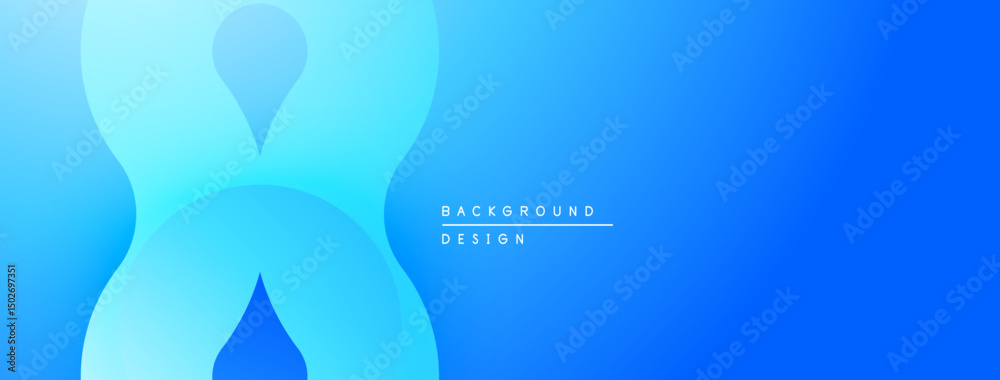 Poster Abstract blue background. Smooth shapes overlap, creating dynamic visual effect. Gradient adds depth, modern feel.