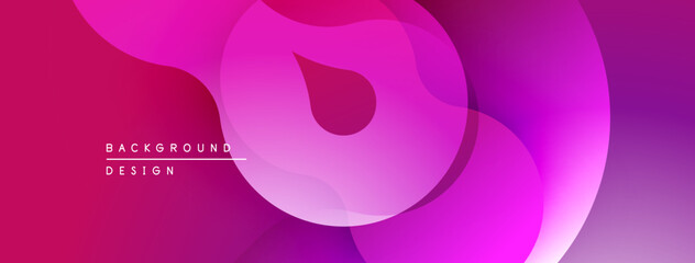 Abstract gradients create flowing shapes. Pink, purple hues dominate composition. Modern design feels dynamic, smooth.