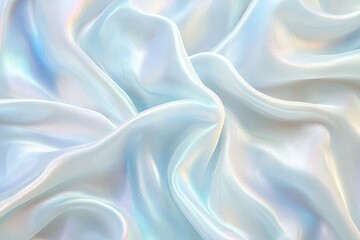 Obraz premium A close-up of smooth, iridescent fabric with flowing, wavy folds, creating an abstract pattern