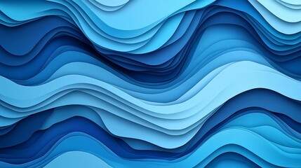 Fototapeta premium Abstract Blue Layered Wave Pattern Design