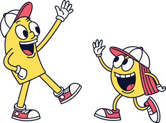 Playful Cartoon Characters with Expressive Faces and Dynamic Poses