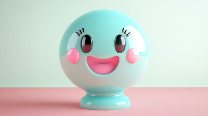 a single cute 3D chibi kawaii of a door knob for smart home device. 