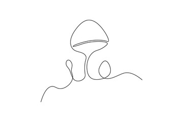 Mushroom continuous one single line art of Nature mushroom vector art illustration
