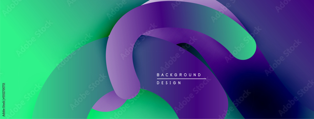 Poster abstract fluid shapes, vibrant gradients. purple, green hues blend smoothly. modern design element f