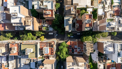 Aerial view of Rosario city streets and architecture Top view