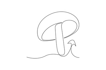 Mushroom continuous one single line art of Nature mushroom vector art illustration
