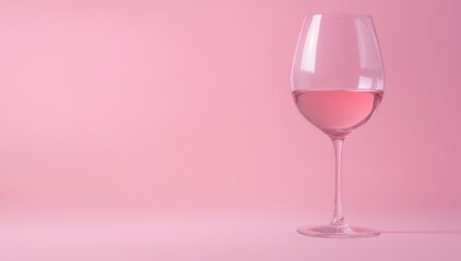 Pink wine glass on a solid pink background