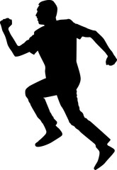 Obraz premium Silhouette of a running man athletic stride active movement speed energy fitness exercise health lifestyle sport motion dynamic pose jump powerful action strong