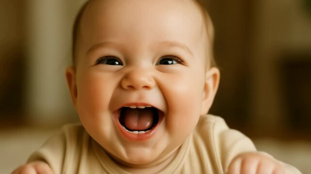 Cute baby laughing and giggling