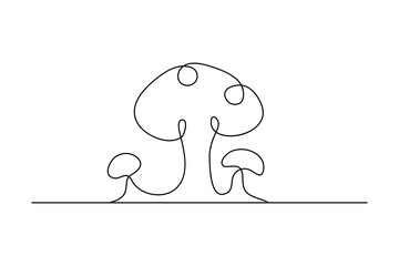 Mushroom continuous one single line art of Nature mushroom vector art illustration
