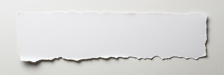 A white, torn piece of paper with a jagged edge is on a white background