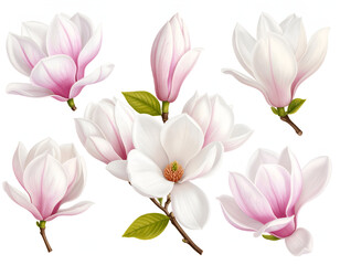 Fototapeta premium Delicate and Romantic Set of Magnolia Flower