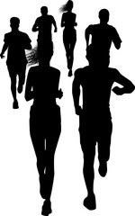 Silhouette Runners Marathon Race Athletes Jogging Exercise Fitness Competition Speed Endurance Training Sport Healthy Lifestyle Active People
