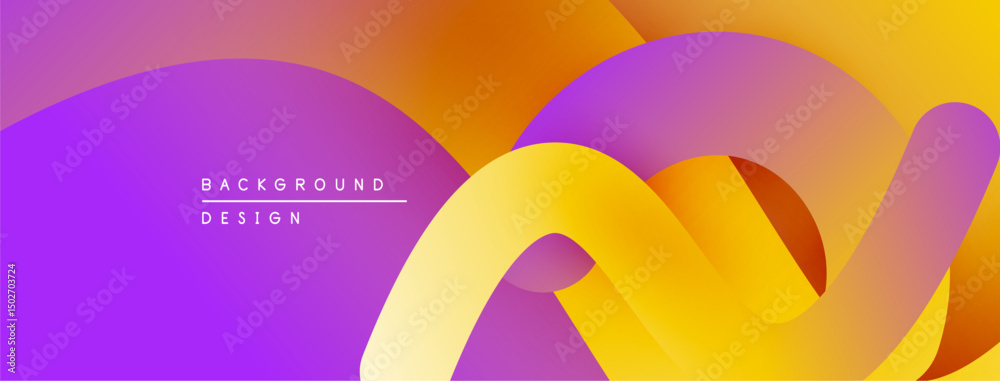 Poster abstract gradients create flowing shapes. purple, orange, yellow hues blend smoothly. modern design 
