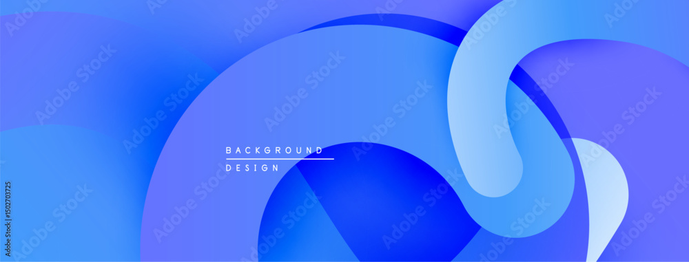 Poster abstract blue background. overlapping shapes create smooth gradients, modern design. minimalist aest