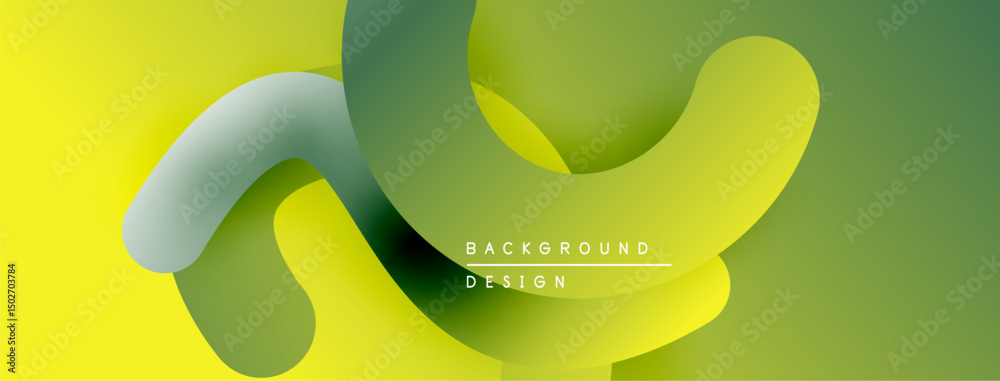 Poster abstract fluid shapes, vibrant green yellow gradient. modern design element, smooth curves, layered 