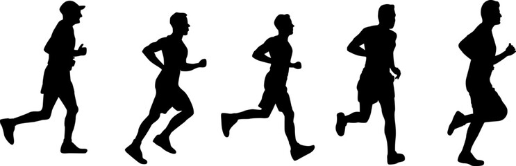 Silhouette Runners Jogging Running Sprint Race Athletes Exercise Fitness Sport