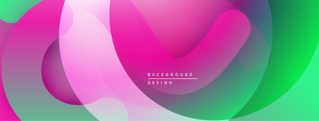 Abstract vibrant layers create dynamic composition. Pink, purple, green hues blend seamlessly. Modern design element for backgrounds.