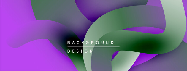 Abstract fluid shapes, purple green hues. Modern design, smooth gradients, dynamic composition. Background element for projects.