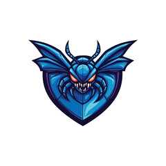Fototapeta premium Modern Dragonfly angry monster shield Logo