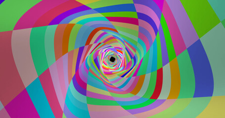Vector colorful striped pattern that creates a 3D optical illusion with curved and distorted lines. This abstract design is perfect for modern art, visual effects or unique creative projects.