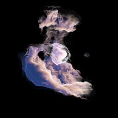 A cosmic nebula with swirls of red and white isolated on a black background. Ethereal and mesmerizing beauty reminiscent of clouds in space.