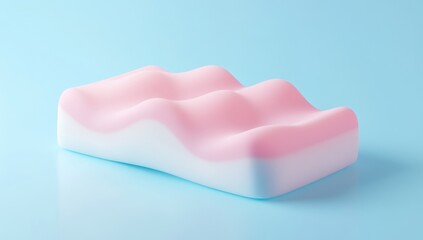 Obraz premium Pink and white, wavy cushion on light blue