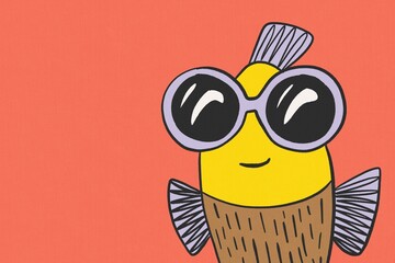 Illustration of animal with summer vibe on red backdrop