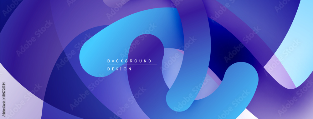 Poster abstract fluid shapes, vibrant blues, purples create dynamic background. modern design, smooth gradi