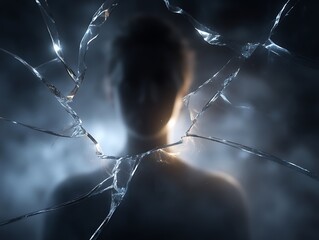 broken glass on black background