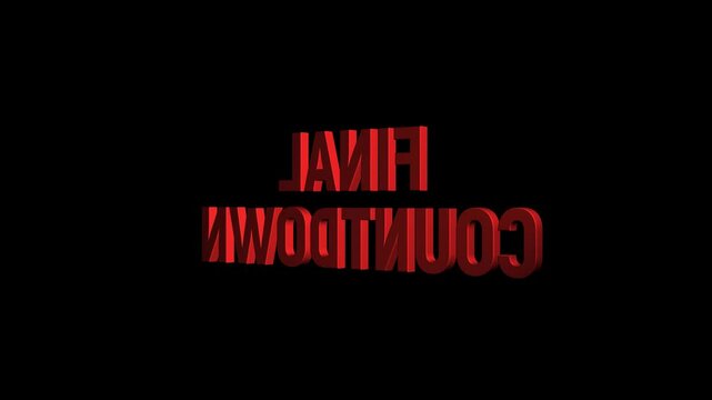 final countdown 3D text loop word on black green 4K animation. seamless effect for trailer,final countdown Sales and title poster banner.