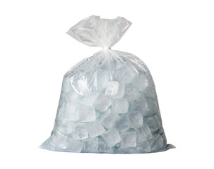 Ice cubes plastic bag isolated on a transparent background png