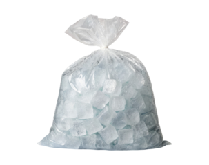Ice cubes plastic bag isolated on a transparent background png