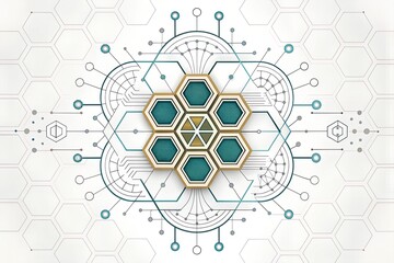 Abstract geometric hexagon network technology background