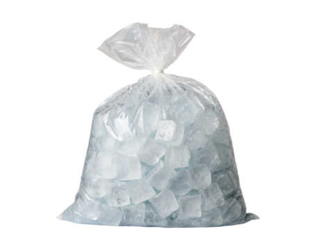 Ice cubes plastic bag isolated on a transparent background png