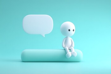 3d man with speech bubble isolated