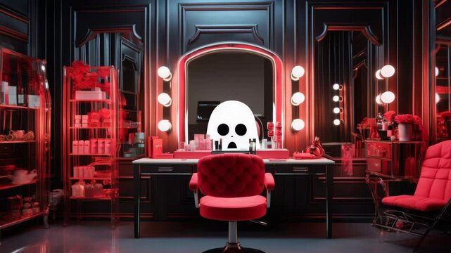 Cute Ghost in Glamorous Makeup Room for Halloween