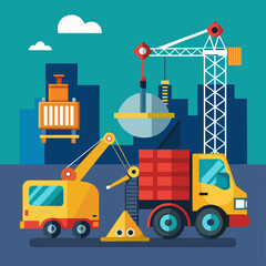 construction site with crane