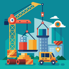 construction site with crane