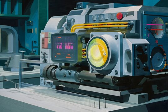 Futuristic control panel with advanced electronics and displays